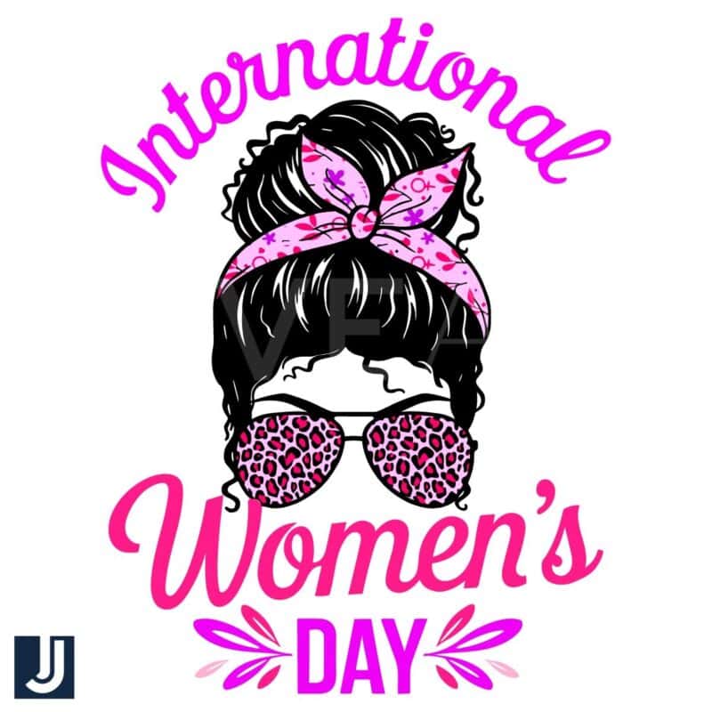 International Womens Day SVG Messy Bun Leopard Shades