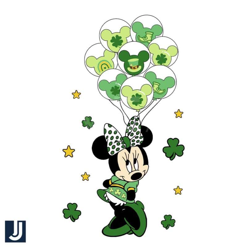 Irish Minnie Mouse Leprechaun with Green Balloon SVG