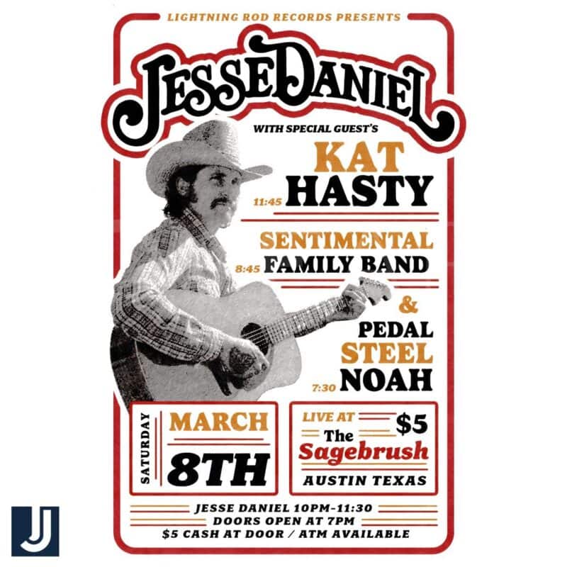 Jesse Daniel Retro Western Country Music Poster PNG