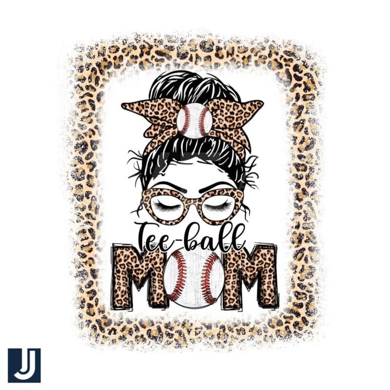 Leopard pattern Tee Ball Mom PNG