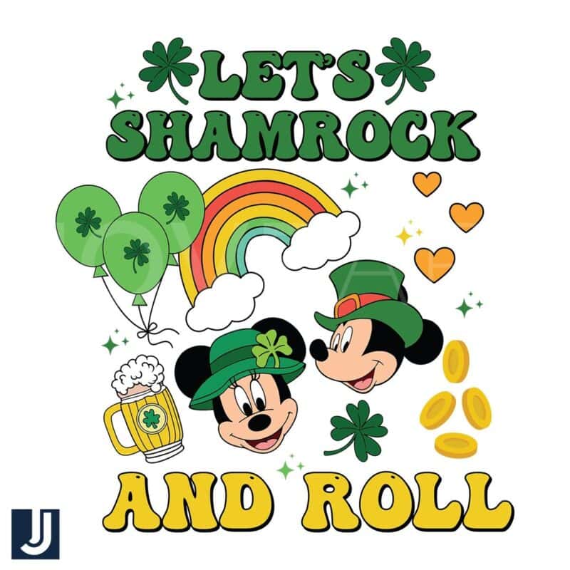 Lets Shamrock and Roll with Lucky Mickey Minnie SVG