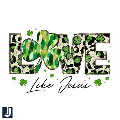 Love Like Jesus PNG Shamrock Leopard Print Design