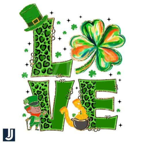 Love St Patricks Day Shamrock PNG Design