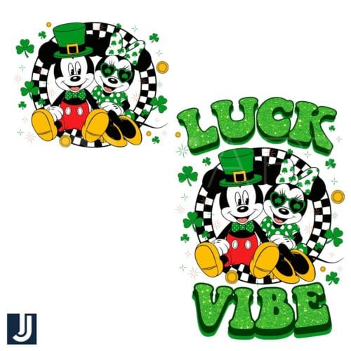 Luck Vibes Mickey Minnie St Patricks Day PNG