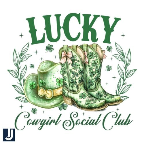 Lucky Cowgirl Social Club St Patricks Day PNG Design