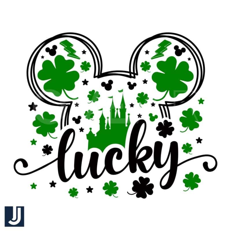 Lucky Green Clover Mickey Mouse Head SVG for St Patricks Day