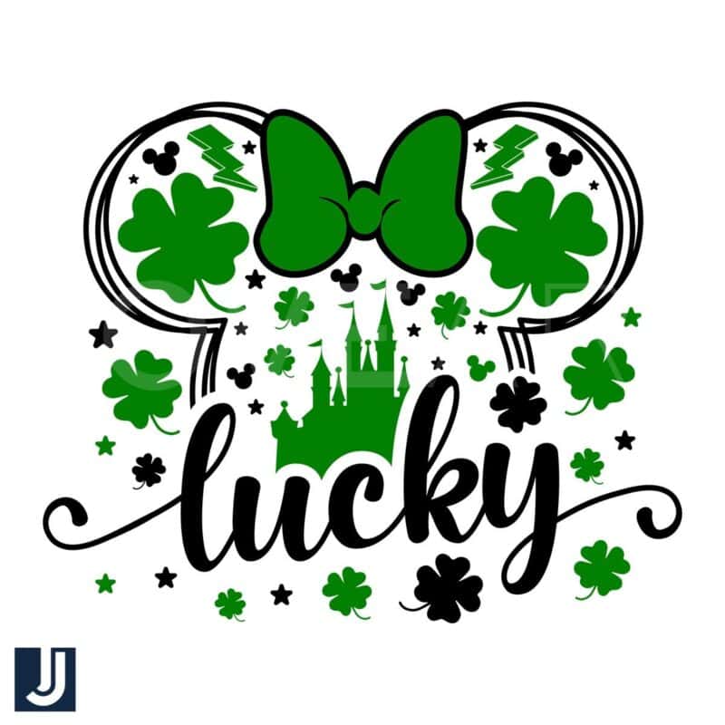 Lucky Green Clover Minnie Mouse Head SVG for St Paddys Fun