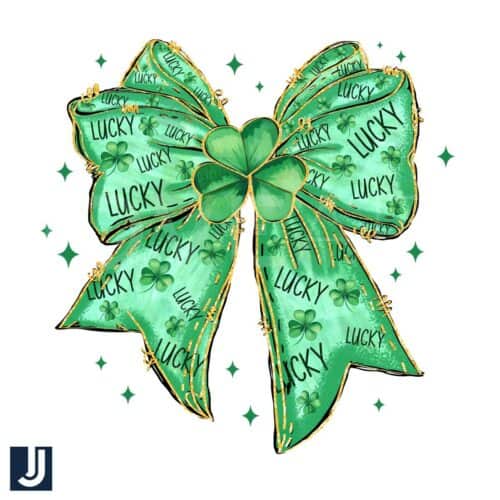 Lucky Shamrock Coquette Bow St Patricks Day PNG