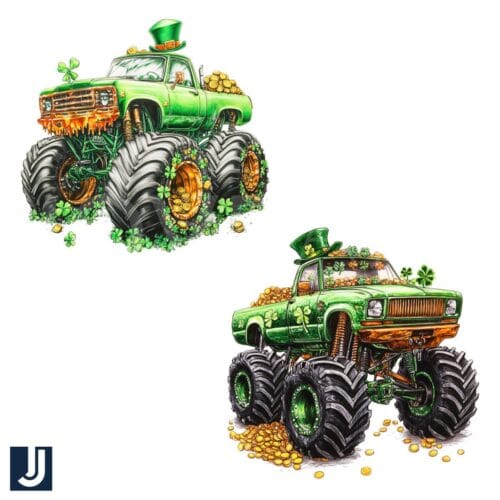 Lucky Shamrock Monster Truck PNG Design