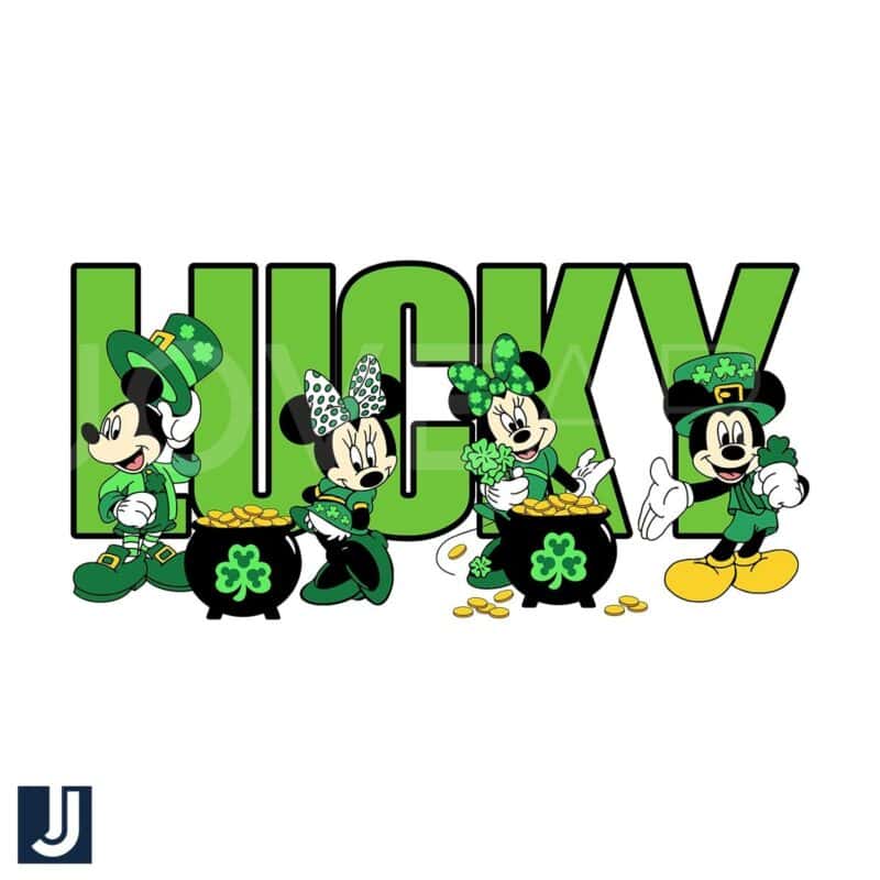 Lucky St Patricks Day Mickey Minnie Pot of Gold SVG