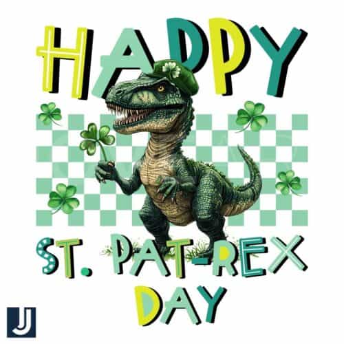 Lucky TRex Checkered PNG Happy St PatRex Day Design