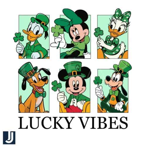 Lucky Vibes Leprechaun PNG with Disney Friends