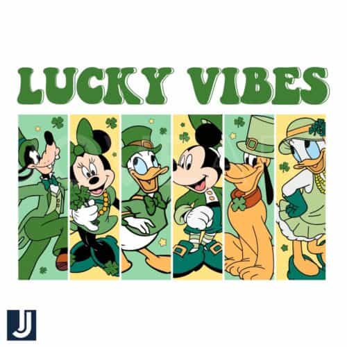 Lucky Vibes Mickey Friends Collage PNG