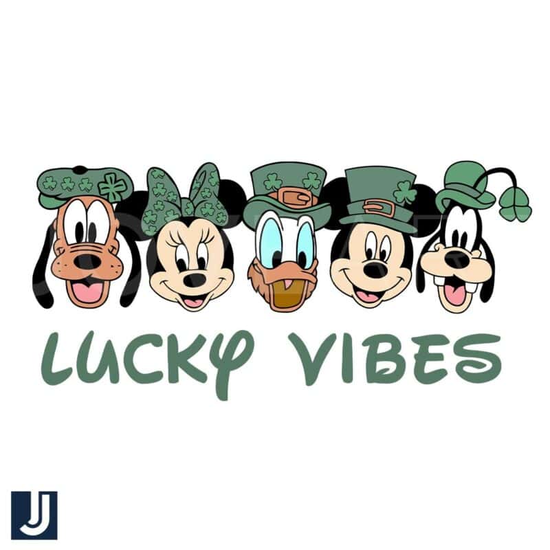 Lucky Vibes PNG Green Leprechaun Hat Mickey Friends