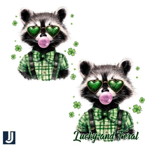 Lucky Wild St Patricks Day Raccoon PNG