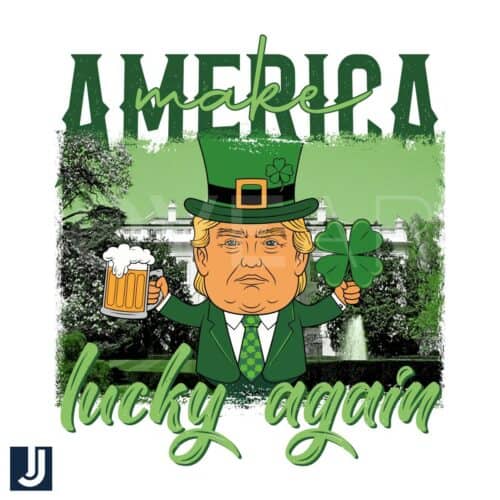 Make America Lucky Again Trump Beer Clover PNG Design