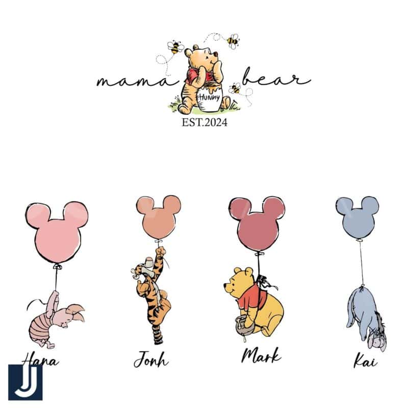 Mama Bear Est 2024 Winnie the Pooh PNG Design