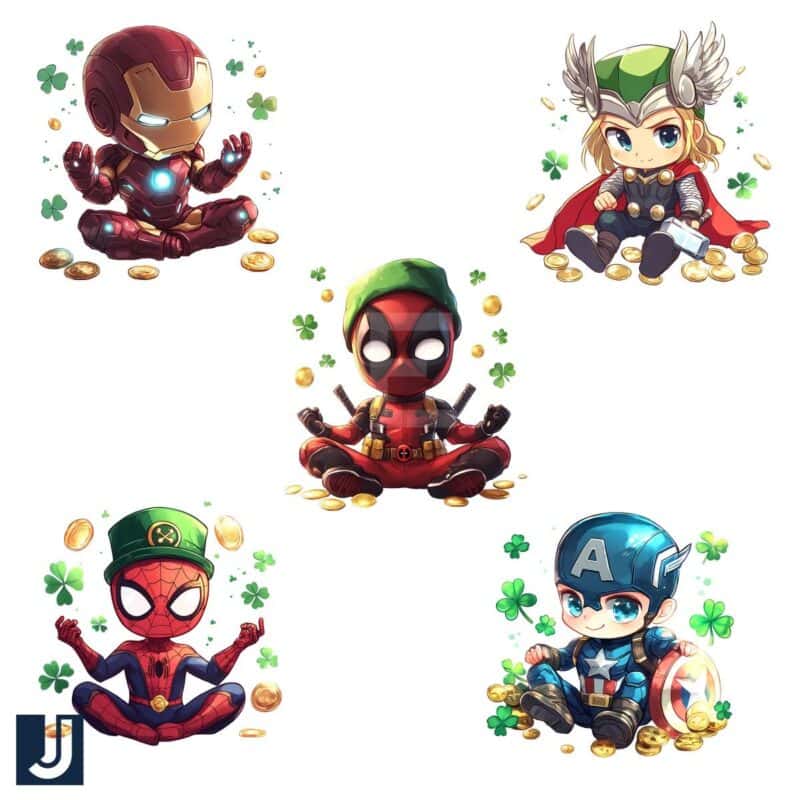 Marvel Characters Shamrock Bundle St Patricks Day PNG