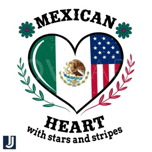 Mexican Heart with Stars Stripes PNG Design