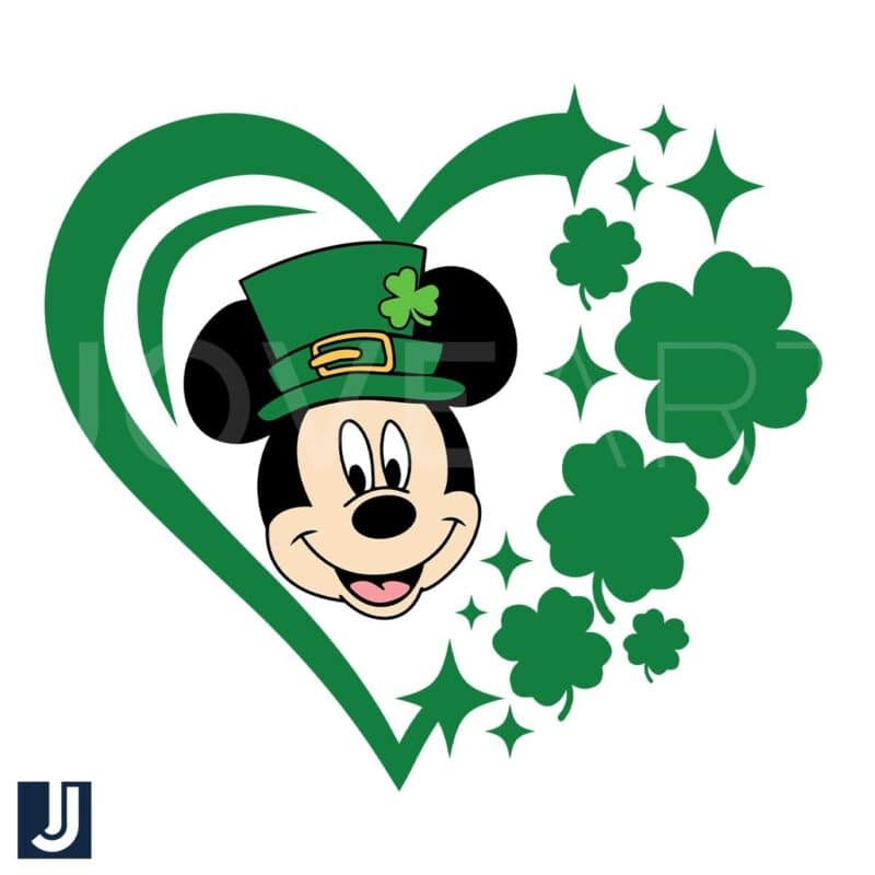 Mickey Head Clover Heart SVG Lucky Shamrock Design