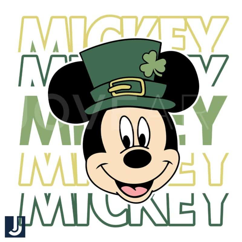 Mickey Head SVG with St Patricks Day Clover Hat