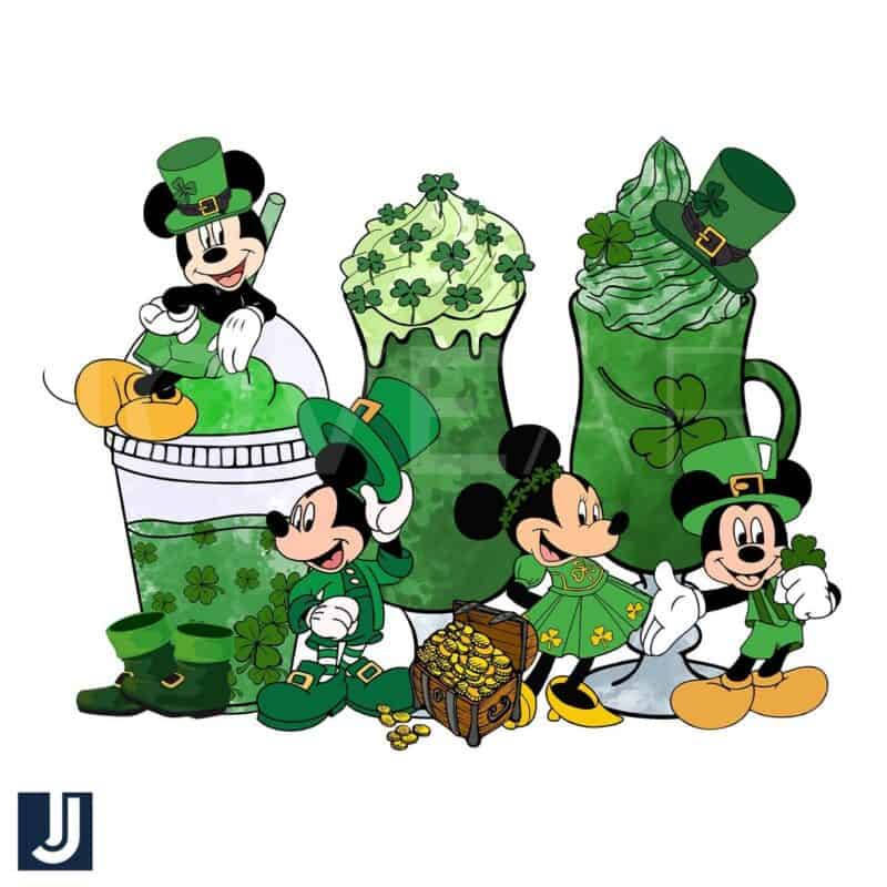 Mickey Minnie St Patricks Day Leprechaun Drinks PNG