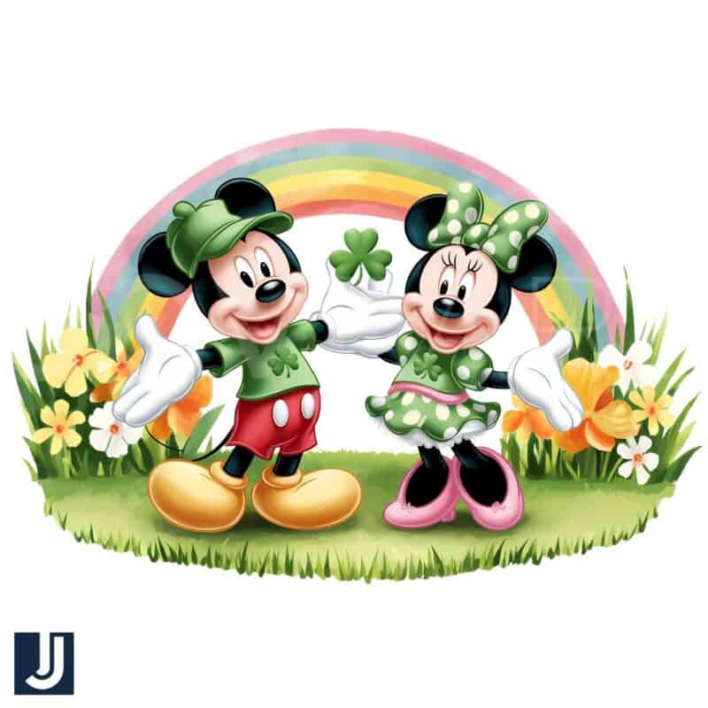 Mickey Minnie St Patricks Day Rainbow PNG Design