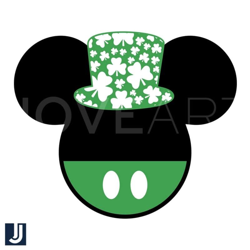 Mickey Mouse Head Clover Hat Silhouette SVG