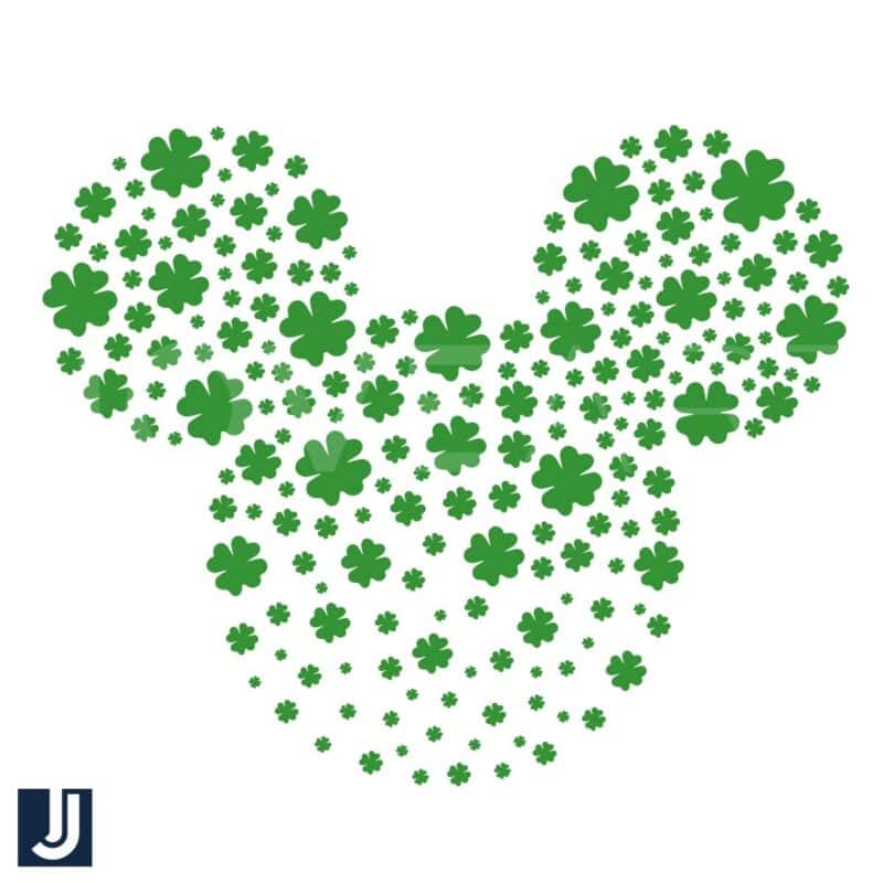 Mickey Mouse Head with Irish Green Clover SVG