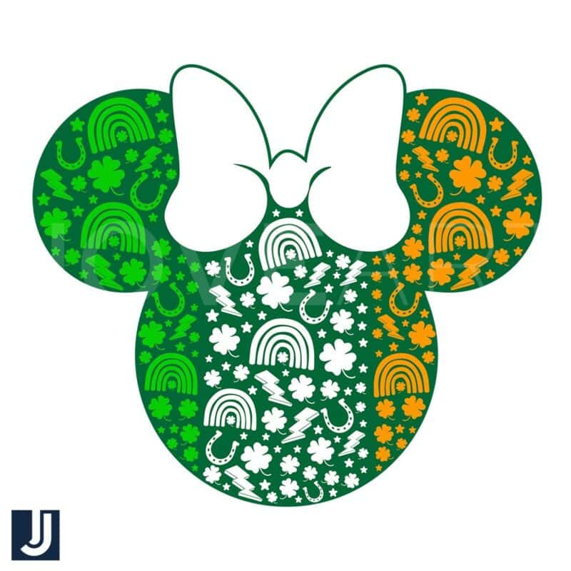 Minnie Head SVG Green Clover Rainbow for St Patricks Day