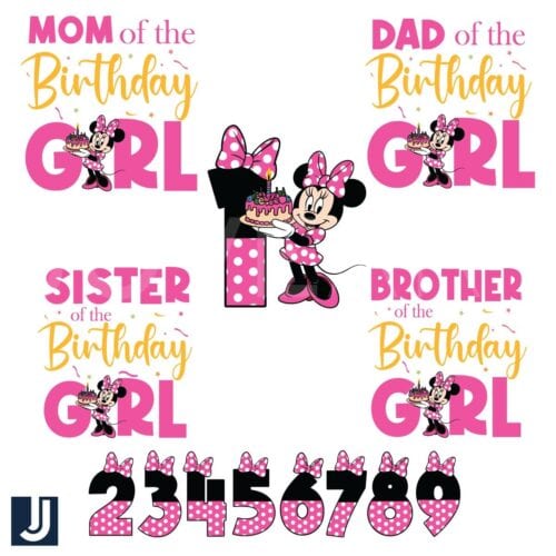 Minnie Mouse Birthday PNG for Family Girls