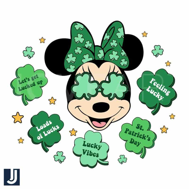 Miss Lucky Charm Minnie SVG with Green Clover Glasses