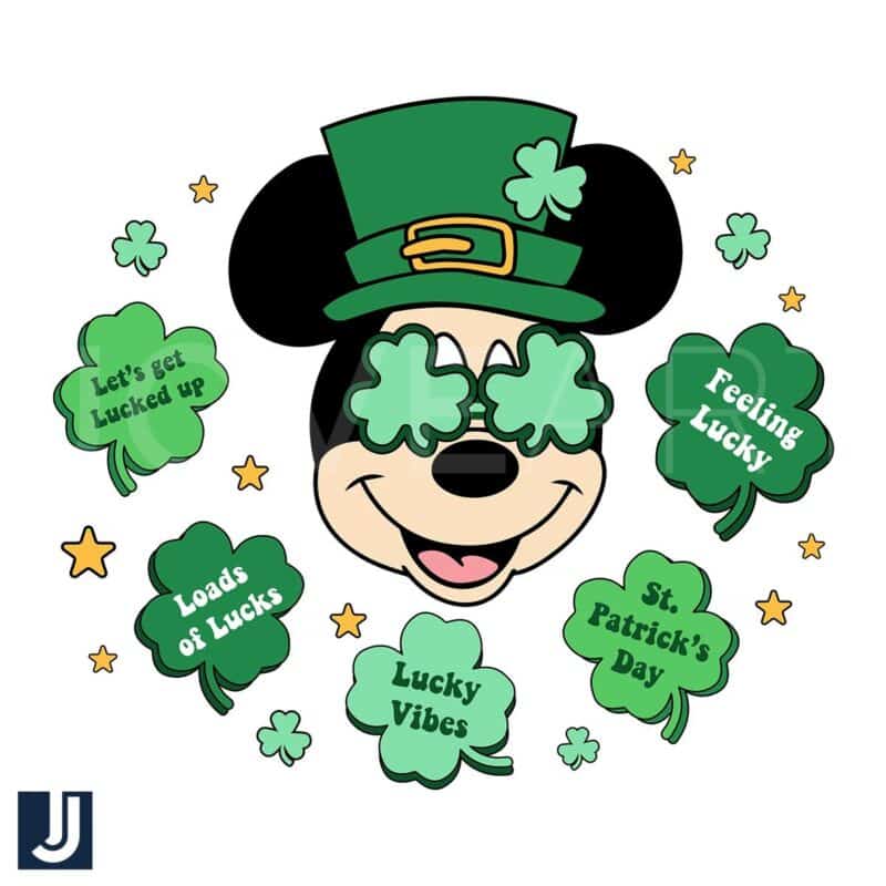 Mister Lucky Charm Mickey SVG Green Clover Glasses Design