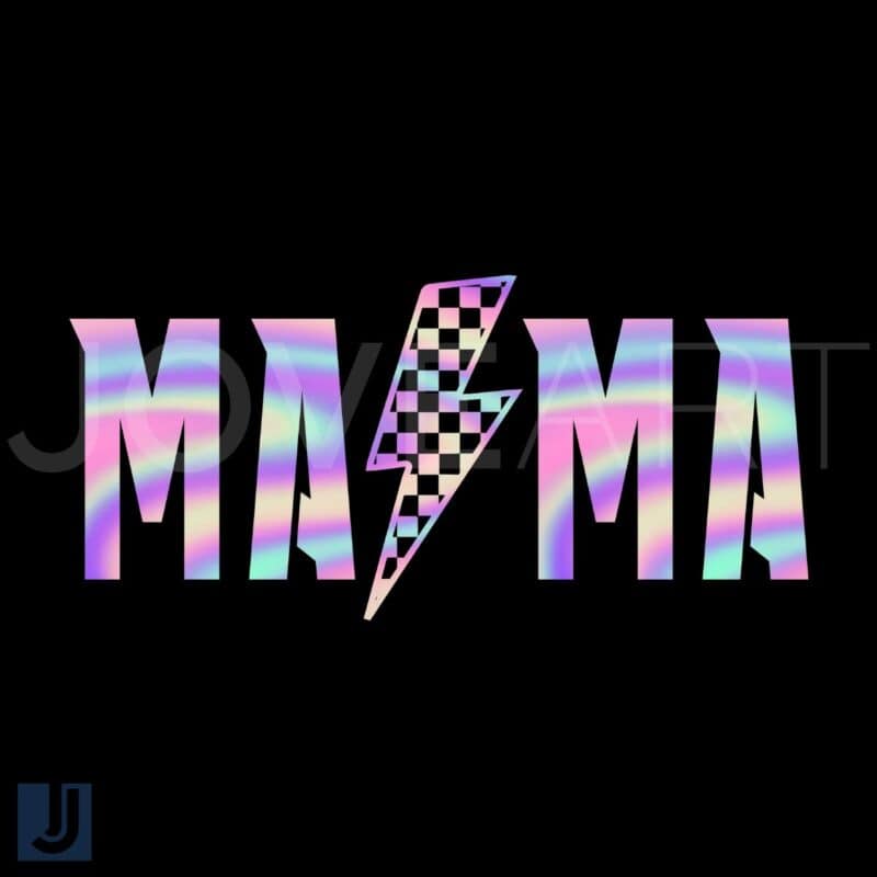 Mom Life Checkered Lightning Bolt PNG