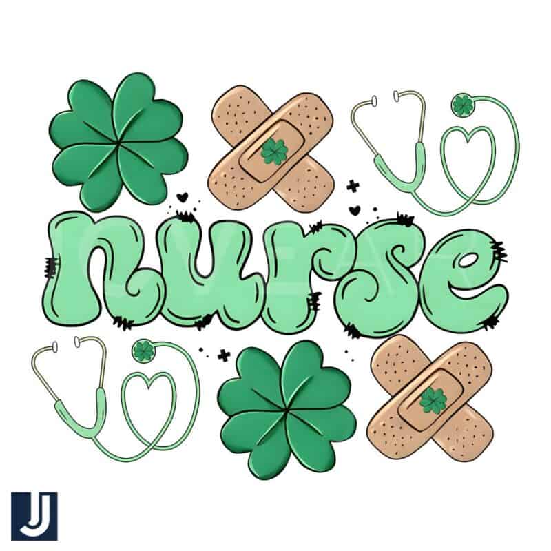 Nurse St Patricks Day PNG Shamrocks Stethoscope Design