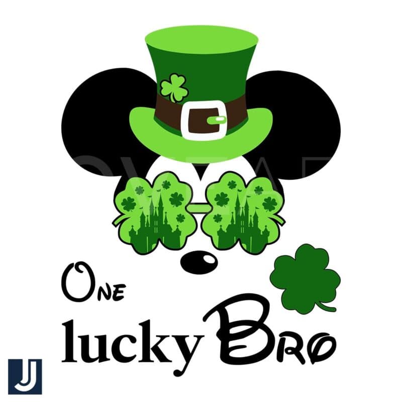 One Lucky Bro SVG Irish Green Mickey Leprechaun Design