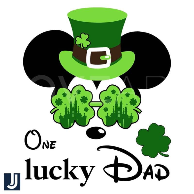 One Lucky Dad SVG Mickey Green Clover Leprechaun Charm