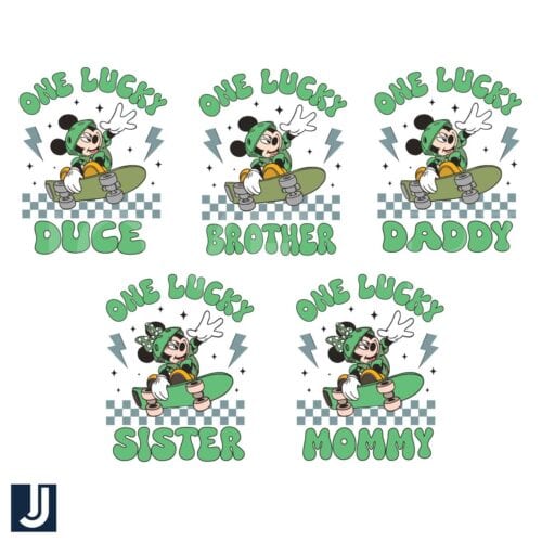 One Lucky Dude Checkered Mickey Mouse PNG Design