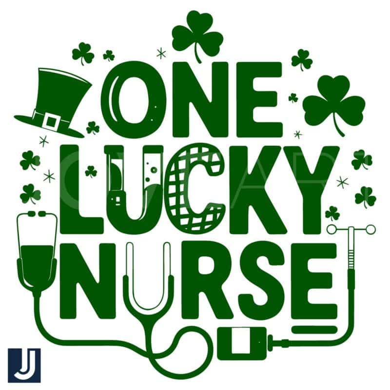 One Lucky Nurse Stethoscope Shamrock SVG for St Patricks Day