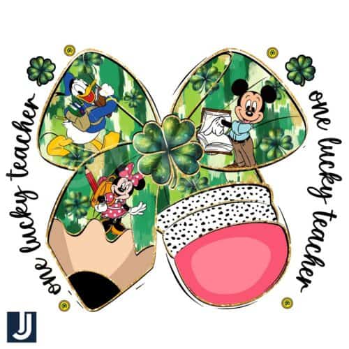 One Lucky Teacher Disney Pencil St Patricks Day PNG