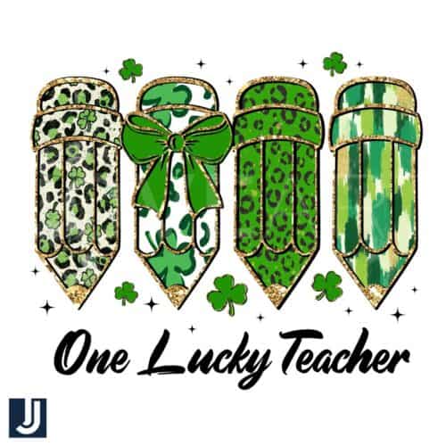 One Lucky Teacher PNG St Patricks Day Pencil Design