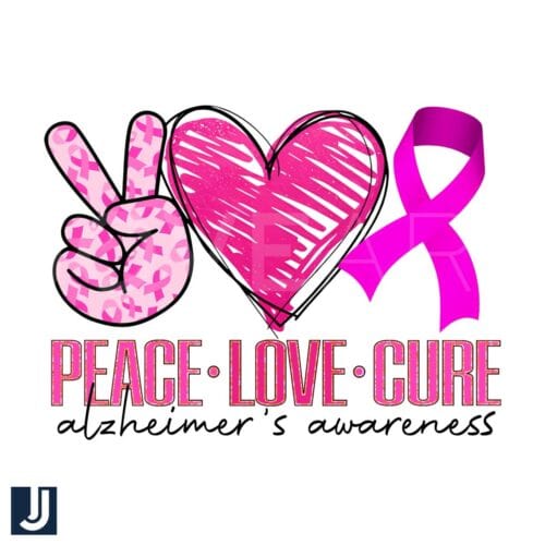 Peace Love and Alzheimers Awareness PNG