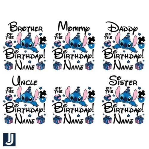 Personalized Stitch Family Birthday Bundle PNG