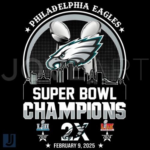 Philadelphia Eagles 2X Super Bowl Champions 2017 2025 PNG