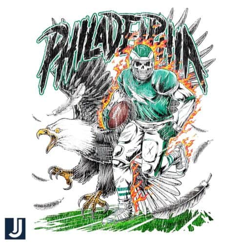 Philadelphia Eagles Skeleton Football Art PNG Design