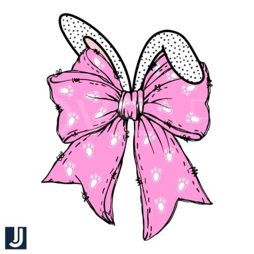 Pink Coquette Bow Bunny Easter PNG