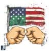 PNG of Hand Holding Mexican American Flags