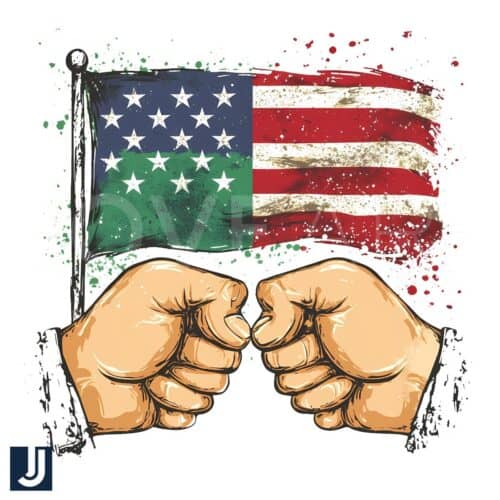 PNG of Hand Holding Mexican American Flags