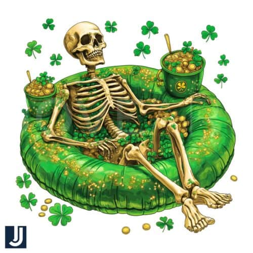 Relaxing Skeleton St Patricks Day PNG