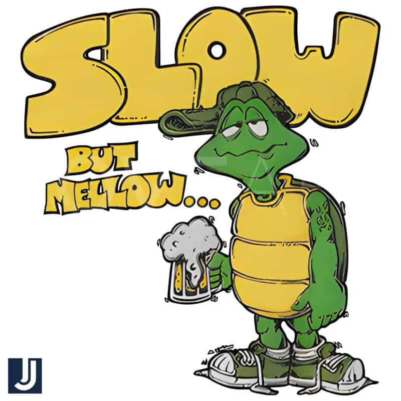 Retro 70s Turtle Beer Slow and Mellow PNG